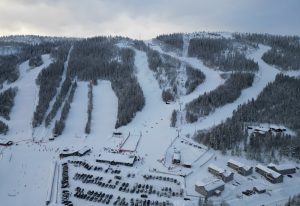 Klövsjö skidområde fotograferat från luften